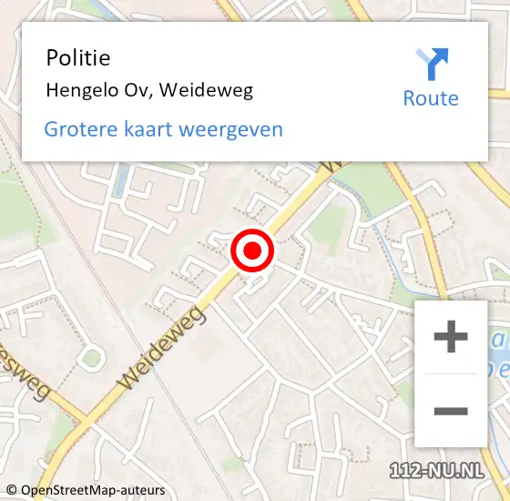 Locatie op kaart van de 112 melding: Politie Hengelo Ov, Weideweg op 21 oktober 2019 19:11