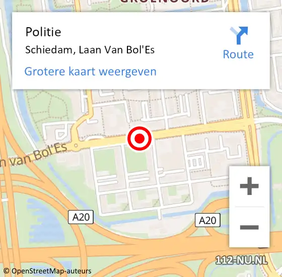 Locatie op kaart van de 112 melding: Politie Schiedam, Laan Van Bol'Es op 21 oktober 2019 19:35