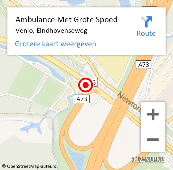 Locatie op kaart van de 112 melding: Ambulance Met Grote Spoed Naar Venlo, Eindhovenseweg op 21 oktober 2019 19:44