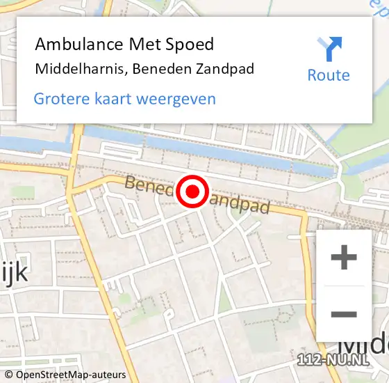 Locatie op kaart van de 112 melding: Ambulance Met Spoed Naar Middelharnis, Beneden Zandpad op 21 oktober 2019 21:13