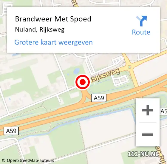 Locatie op kaart van de 112 melding: Brandweer Met Spoed Naar Nuland, Rijksweg op 21 oktober 2019 21:25