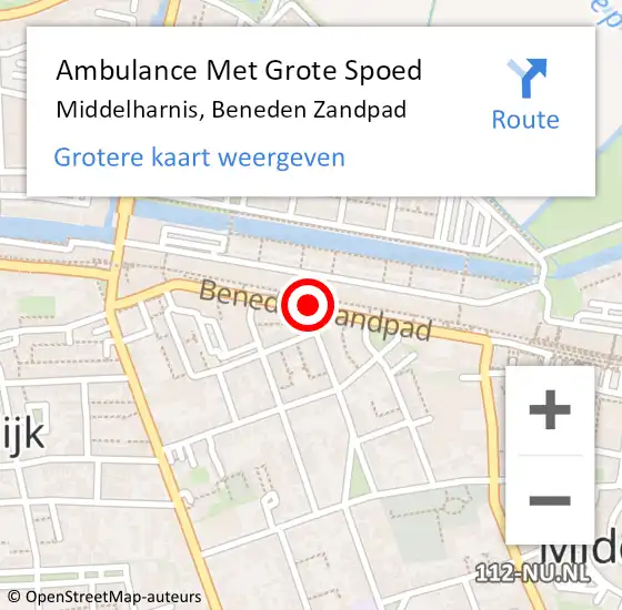 Locatie op kaart van de 112 melding: Ambulance Met Grote Spoed Naar Middelharnis, Beneden Zandpad op 21 oktober 2019 21:30