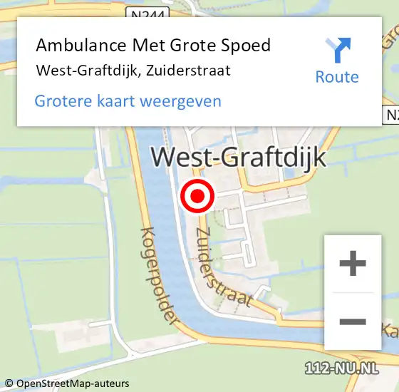 Locatie op kaart van de 112 melding: Ambulance Met Grote Spoed Naar West-Graftdijk, Zuiderstraat op 21 oktober 2019 22:19