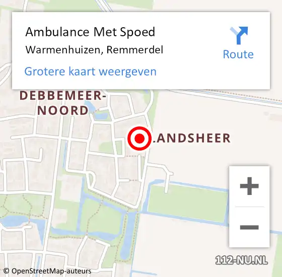 Locatie op kaart van de 112 melding: Ambulance Met Spoed Naar Warmenhuizen, Remmerdel op 21 oktober 2019 22:41