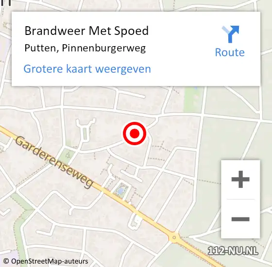 Locatie op kaart van de 112 melding: Brandweer Met Spoed Naar Putten, Pinnenburgerweg op 21 oktober 2019 23:06