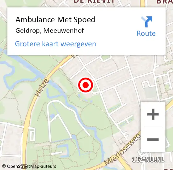 Locatie op kaart van de 112 melding: Ambulance Met Spoed Naar Geldrop, Meeuwenhof op 22 oktober 2019 00:49