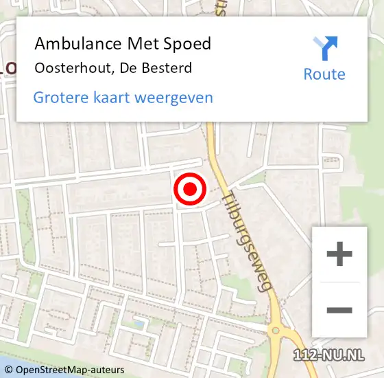 Locatie op kaart van de 112 melding: Ambulance Met Spoed Naar Oosterhout, De Besterd op 22 oktober 2019 01:09