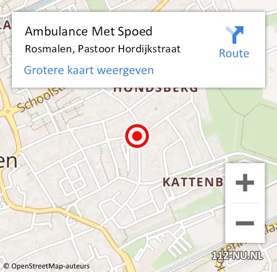 Locatie op kaart van de 112 melding: Ambulance Met Spoed Naar Rosmalen, Pastoor Hordijkstraat op 22 oktober 2019 07:12