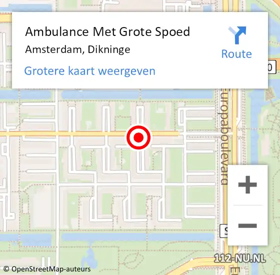 Locatie op kaart van de 112 melding: Ambulance Met Grote Spoed Naar Amsterdam, Dikninge op 22 oktober 2019 07:32