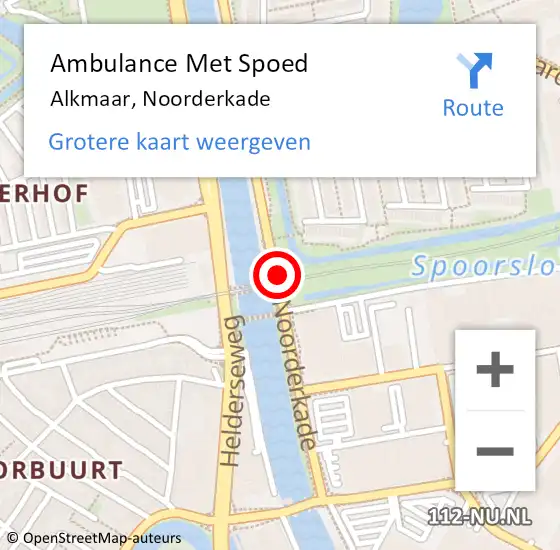 Locatie op kaart van de 112 melding: Ambulance Met Spoed Naar Alkmaar, Noorderkade op 22 oktober 2019 07:35