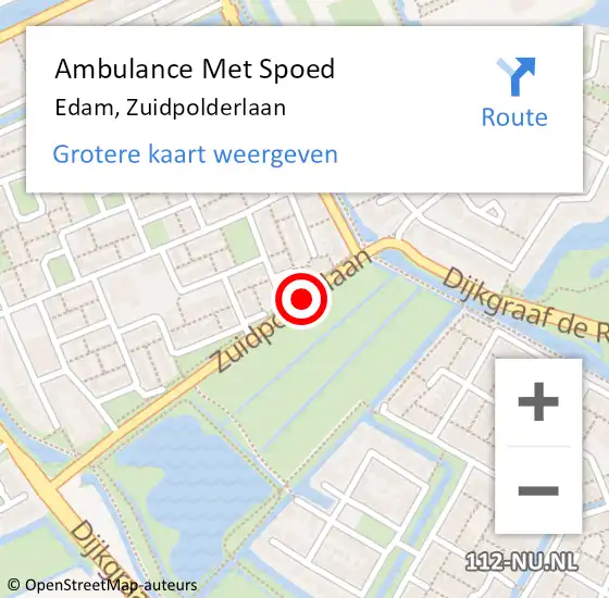 Locatie op kaart van de 112 melding: Ambulance Met Spoed Naar Edam, Zuidpolderlaan op 22 oktober 2019 07:43
