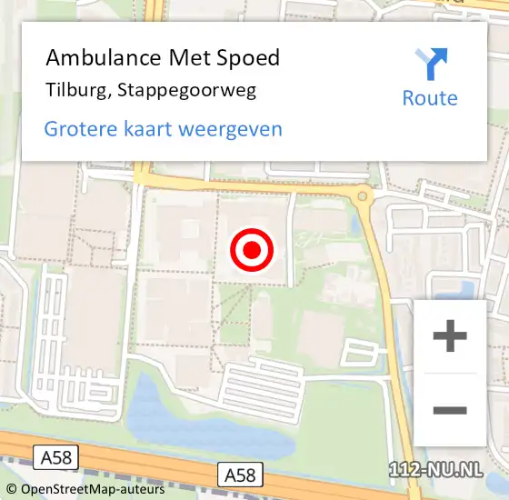Locatie op kaart van de 112 melding: Ambulance Met Spoed Naar Tilburg, Stappegoorweg op 22 oktober 2019 07:45
