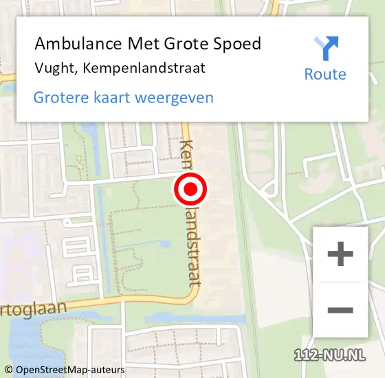 Locatie op kaart van de 112 melding: Ambulance Met Grote Spoed Naar Vught, Kempenlandstraat op 22 oktober 2019 07:48