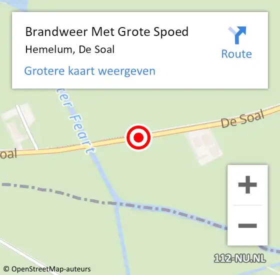 Locatie op kaart van de 112 melding: Brandweer Met Grote Spoed Naar Hemelum, De Soal op 22 oktober 2019 10:50