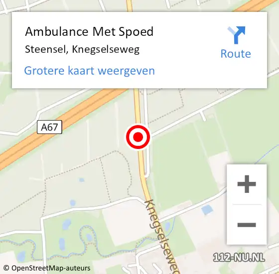 Locatie op kaart van de 112 melding: Ambulance Met Spoed Naar Steensel, Knegselseweg op 22 oktober 2019 12:54