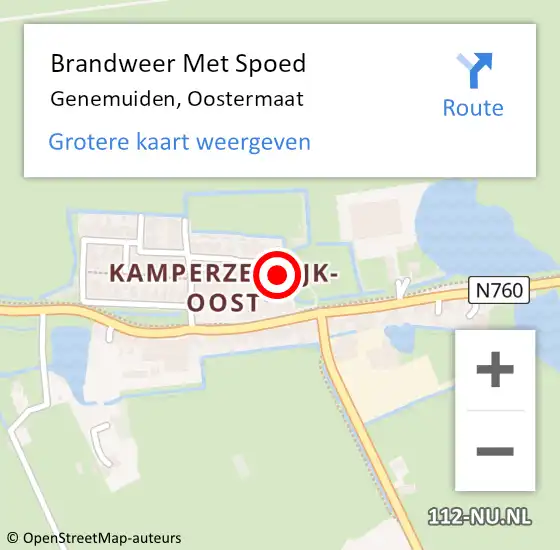 Locatie op kaart van de 112 melding: Brandweer Met Spoed Naar Genemuiden, Oostermaat op 17 april 2014 13:13