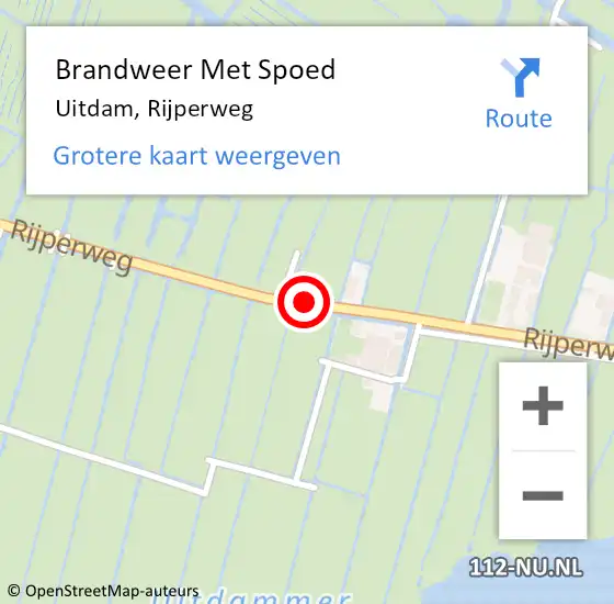 Locatie op kaart van de 112 melding: Brandweer Met Spoed Naar Uitdam, Rijperweg op 22 oktober 2019 15:32