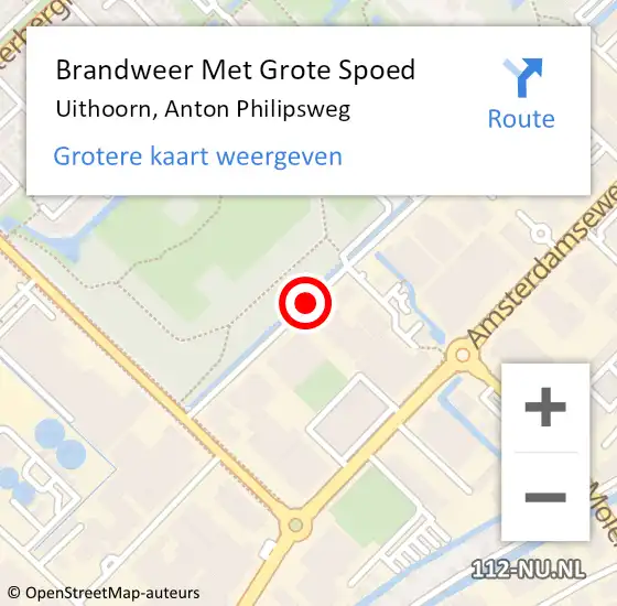 Locatie op kaart van de 112 melding: Brandweer Met Grote Spoed Naar Uithoorn, Anton Philipsweg op 22 oktober 2019 15:38