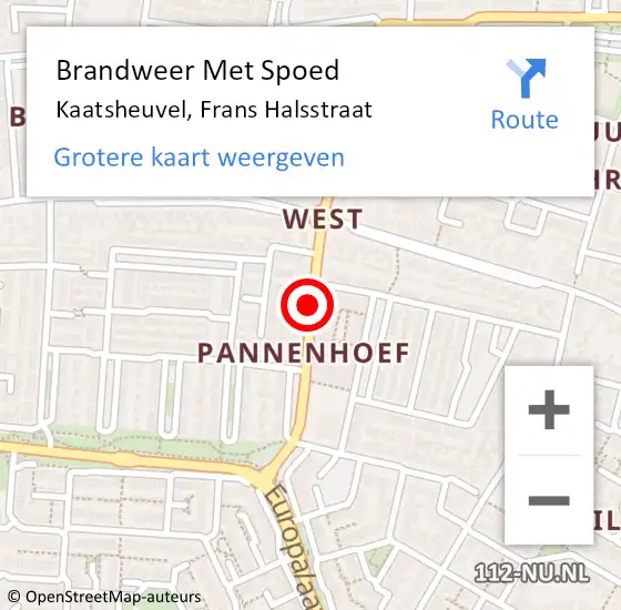 Locatie op kaart van de 112 melding: Brandweer Met Spoed Naar Kaatsheuvel, Frans Halsstraat op 22 oktober 2019 16:06