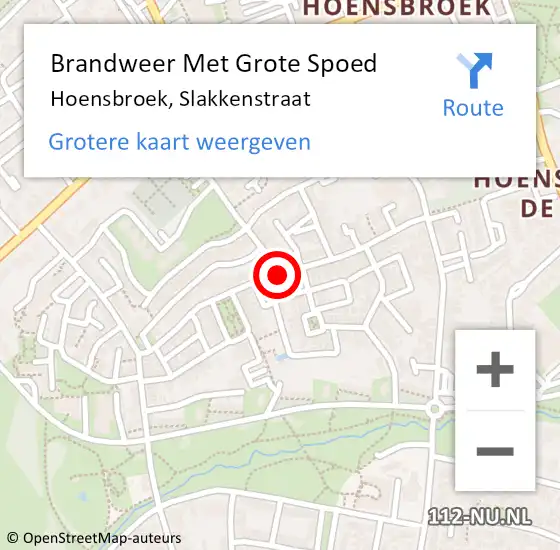 Locatie op kaart van de 112 melding: Brandweer Met Grote Spoed Naar Hoensbroek, Slakkenstraat op 22 oktober 2019 16:29