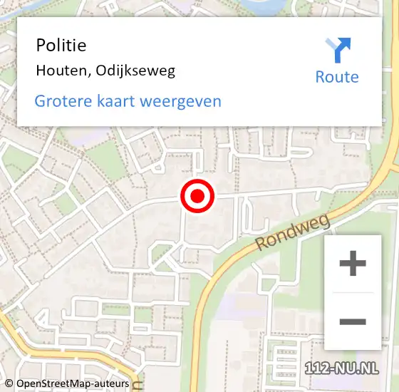 Locatie op kaart van de 112 melding: Politie Houten, Odijkseweg op 22 oktober 2019 16:34