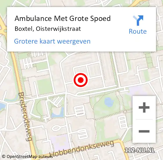 Locatie op kaart van de 112 melding: Ambulance Met Grote Spoed Naar Boxtel, Oisterwijkstraat op 22 oktober 2019 16:35