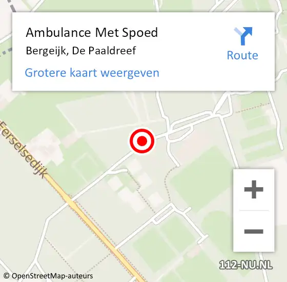 Locatie op kaart van de 112 melding: Ambulance Met Spoed Naar Bergeijk, De Paaldreef op 22 oktober 2019 16:49