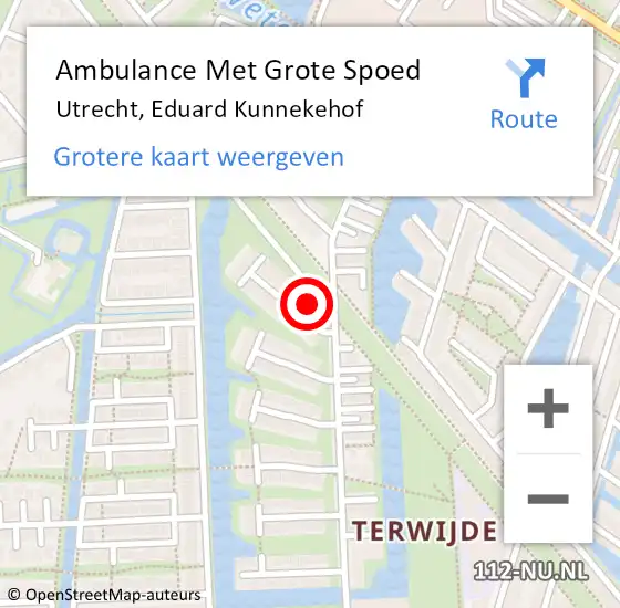 Locatie op kaart van de 112 melding: Ambulance Met Grote Spoed Naar Utrecht, Eduard Kunnekehof op 17 april 2014 13:29