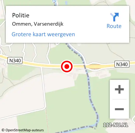 Locatie op kaart van de 112 melding: Politie Ommen, Varsenerdijk op 22 oktober 2019 18:22