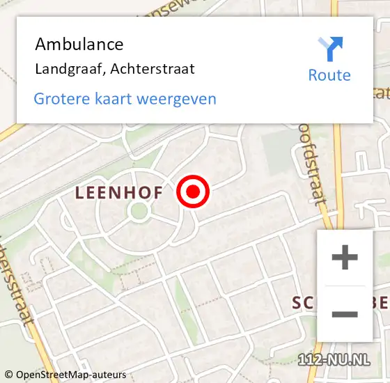 Locatie op kaart van de 112 melding: Ambulance Landgraaf, Achterstraat op 17 april 2014 13:34