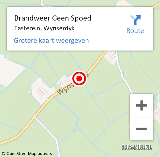 Locatie op kaart van de 112 melding: Brandweer Geen Spoed Naar Easterein, Wynserdyk op 22 oktober 2019 19:33