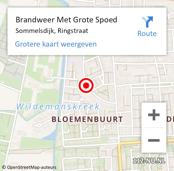 Locatie op kaart van de 112 melding: Brandweer Met Grote Spoed Naar Sommelsdijk, Ringstraat op 22 oktober 2019 20:07