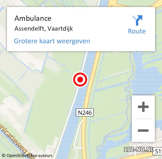 Locatie op kaart van de 112 melding: Ambulance Assendelft, Vaartdijk op 22 oktober 2019 20:49