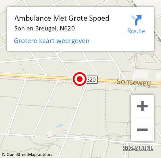 Locatie op kaart van de 112 melding: Ambulance Met Grote Spoed Naar Son en Breugel, N620 op 17 april 2014 13:43