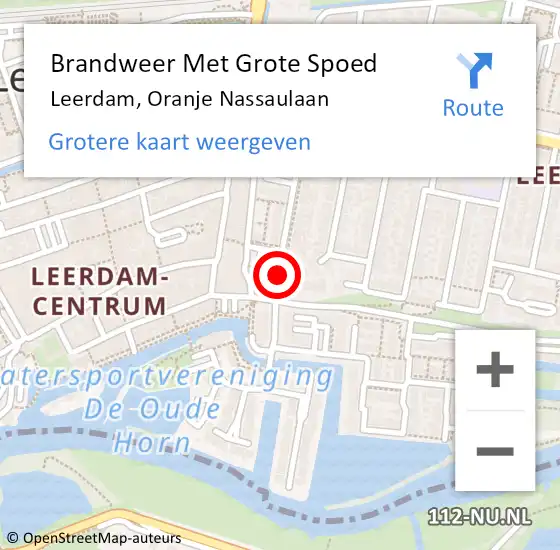 Locatie op kaart van de 112 melding: Brandweer Met Grote Spoed Naar Leerdam, Oranje Nassaulaan op 22 oktober 2019 21:25