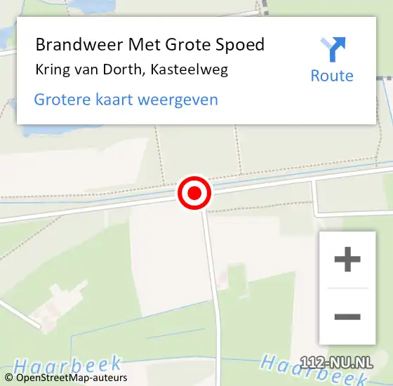 Locatie op kaart van de 112 melding: Brandweer Met Grote Spoed Naar Kring van Dorth, Kasteelweg op 22 oktober 2019 21:44