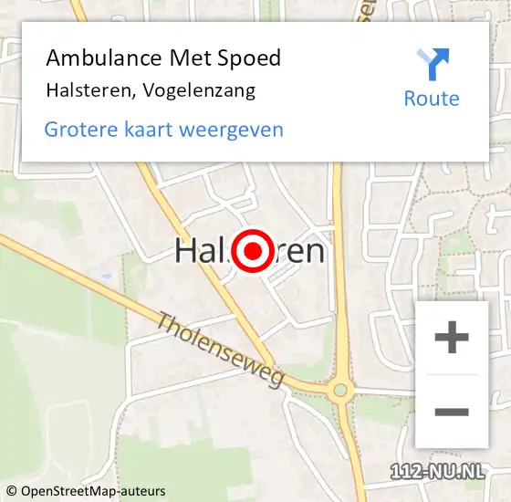 Locatie op kaart van de 112 melding: Ambulance Met Spoed Naar Halsteren, Vogelenzang op 22 oktober 2019 22:55