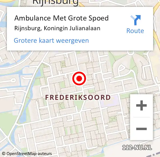 Locatie op kaart van de 112 melding: Ambulance Met Grote Spoed Naar Rijnsburg, Koningin Julianalaan op 22 oktober 2019 22:58