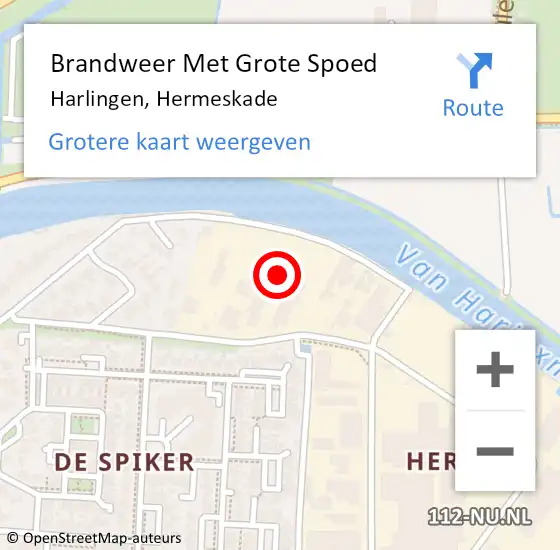 Locatie op kaart van de 112 melding: Brandweer Met Grote Spoed Naar Harlingen, Hermeskade op 22 oktober 2019 23:19