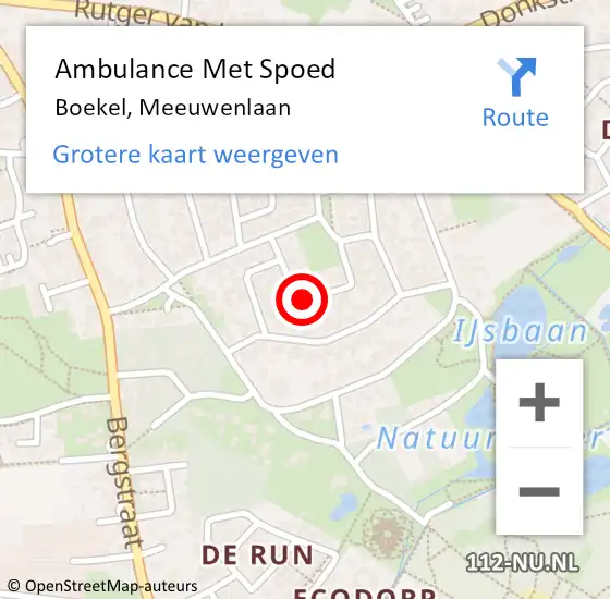 Locatie op kaart van de 112 melding: Ambulance Met Spoed Naar Boekel, Meeuwenlaan op 23 oktober 2019 00:10