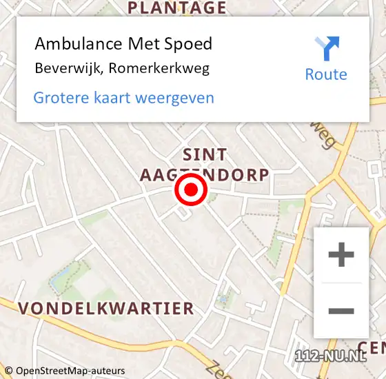 Locatie op kaart van de 112 melding: Ambulance Met Spoed Naar Beverwijk, Romerkerkweg op 23 oktober 2019 07:43