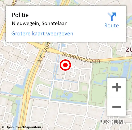 Locatie op kaart van de 112 melding: Politie Nieuwegein, Sonatelaan op 23 oktober 2019 09:40