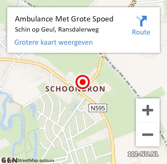 Locatie op kaart van de 112 melding: Ambulance Met Grote Spoed Naar Schin op Geul, Ransdalerweg op 17 april 2014 14:15