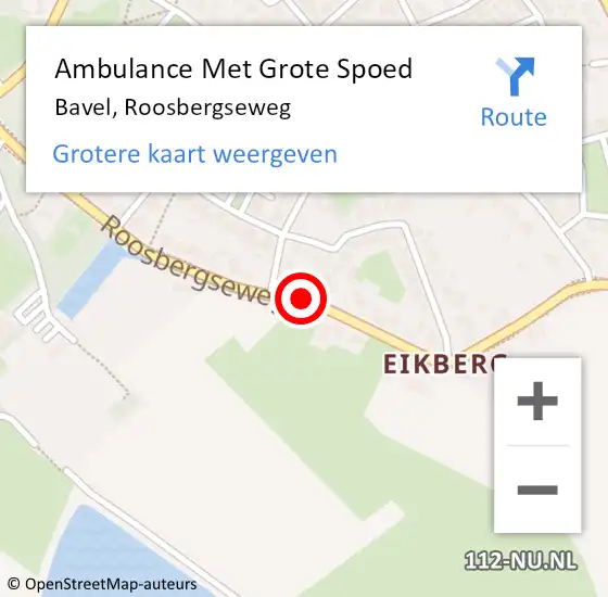 Locatie op kaart van de 112 melding: Ambulance Met Grote Spoed Naar Bavel, Roosbergseweg op 23 oktober 2019 10:37