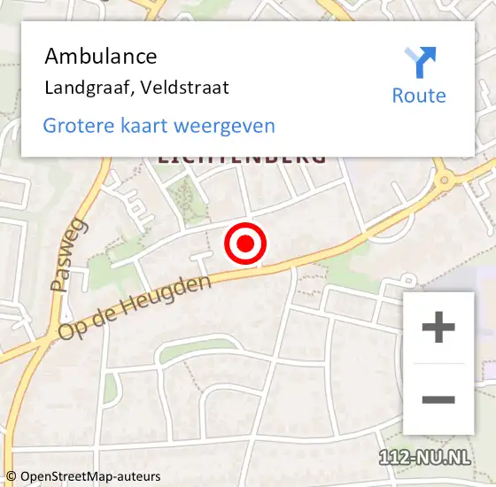 Locatie op kaart van de 112 melding: Ambulance Landgraaf, Veldstraat op 17 april 2014 14:18