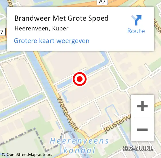 Locatie op kaart van de 112 melding: Brandweer Met Grote Spoed Naar Heerenveen, Kuper op 23 oktober 2019 10:45