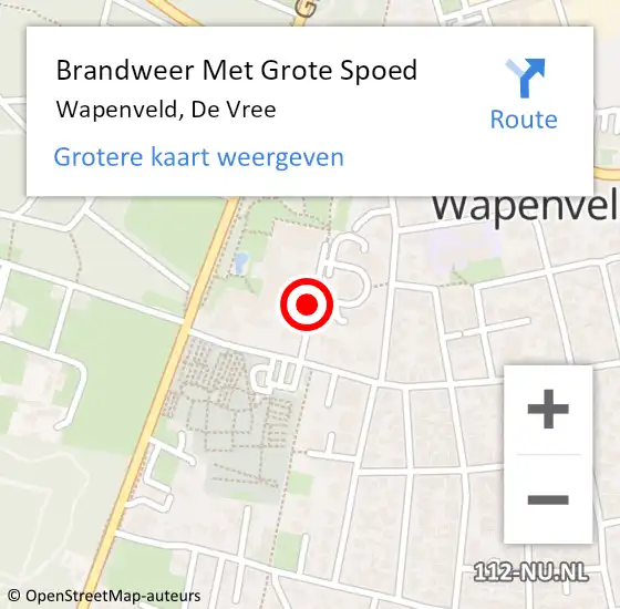 Locatie op kaart van de 112 melding: Brandweer Met Grote Spoed Naar Wapenveld, De Vree op 23 oktober 2019 11:04