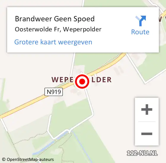 Locatie op kaart van de 112 melding: Brandweer Geen Spoed Naar Oosterwolde Fr, Weperpolder op 23 oktober 2019 11:15