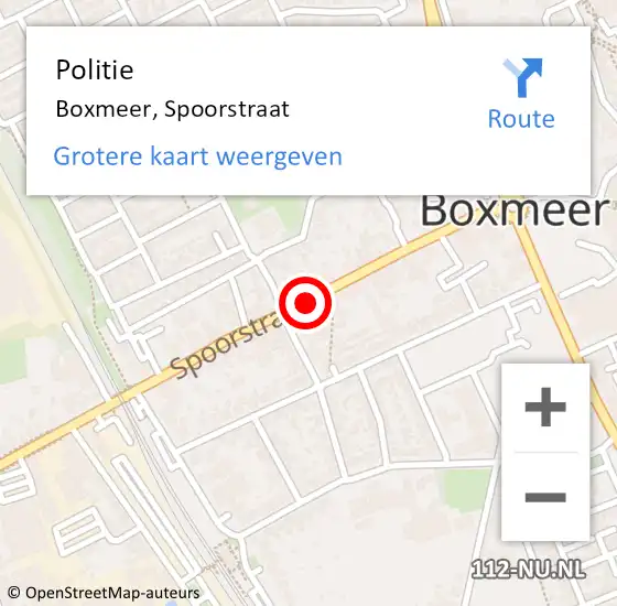 Locatie op kaart van de 112 melding: Politie Boxmeer, Spoorstraat op 23 oktober 2019 11:17