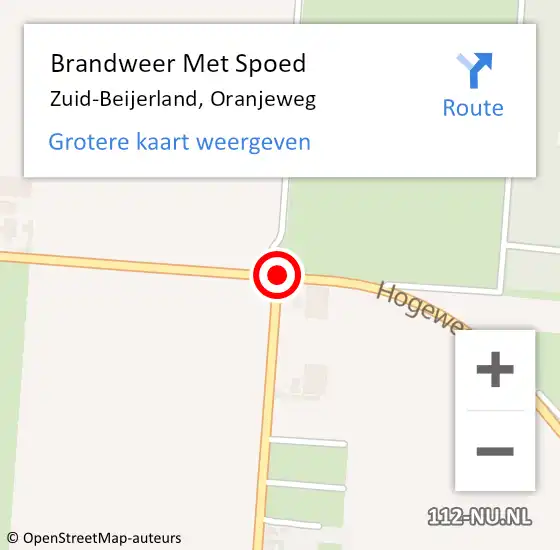 Locatie op kaart van de 112 melding: Brandweer Met Spoed Naar Zuid-Beijerland, Oranjeweg op 23 oktober 2019 11:47